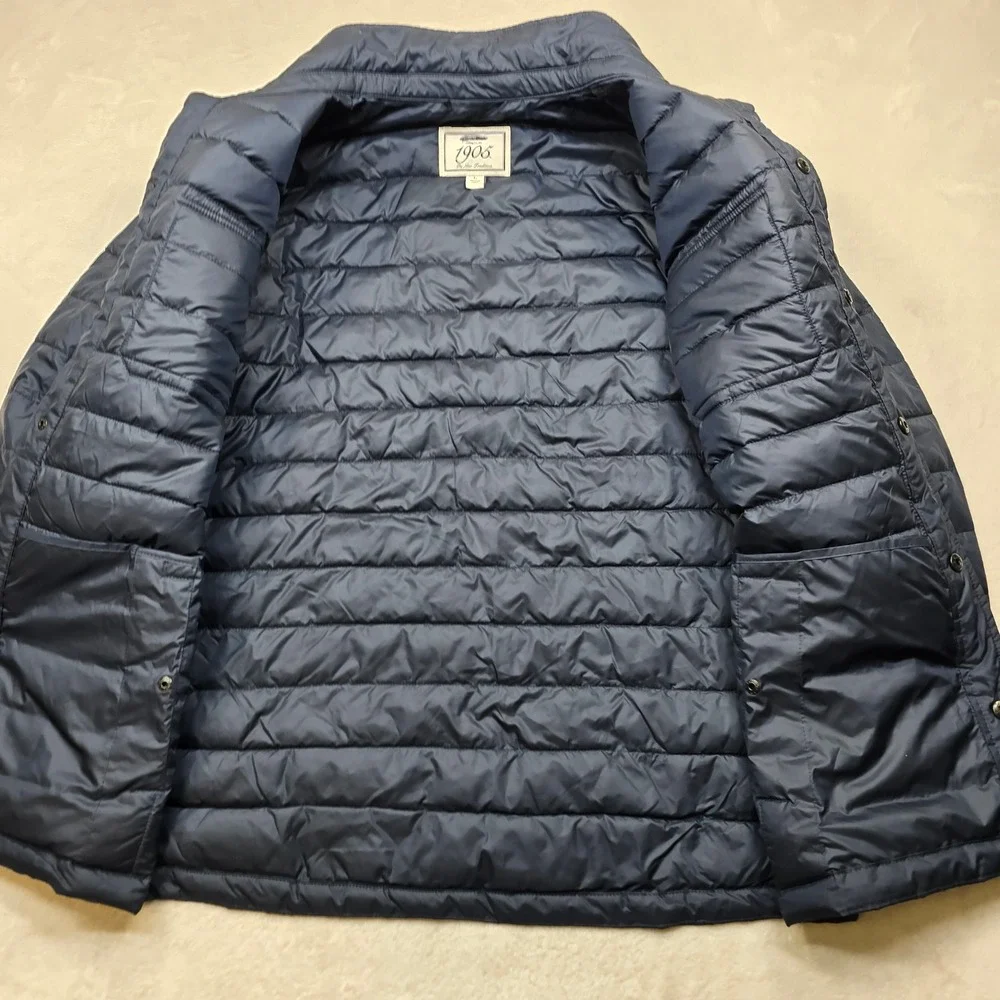 JoS A Bank Quilted Field Jacket Mens Large Navy‎ Blue 1905 Snap Front Shacket